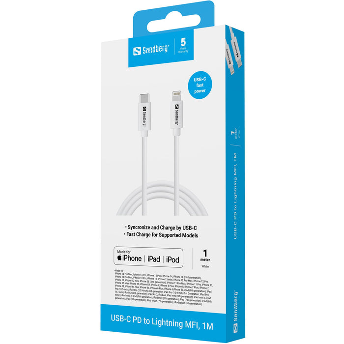 EAN 5705730136580 - Sandberg 136-58 cable de conector Lightning 1 m Blanco imagen 3