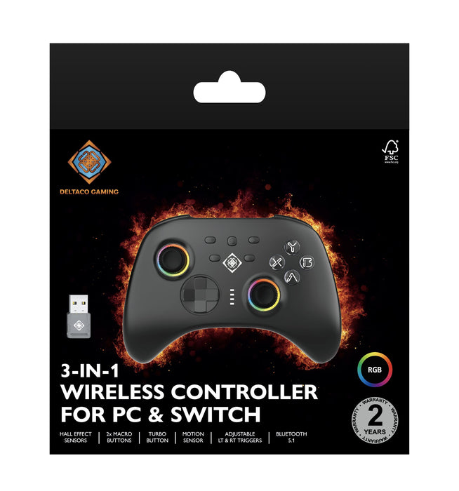 EAN 7333048067067 - Deltaco Gaming GAM-184 mando y volante Negro Bluetooth/USB Joystick/Palanca de control lateral + cuadrant imagen 9