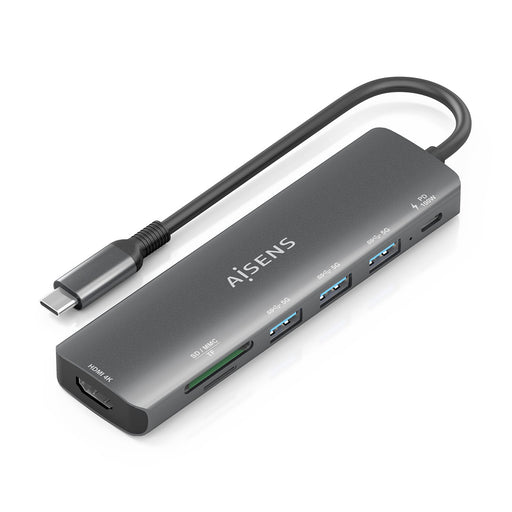 EAN 8435739903148 - AISENS ASUC-7P025-GR base para portátil y replicador de puertos Alámbrico USB 3.2 Gen 1 (3.1 Gen 1) Type- imagen 1