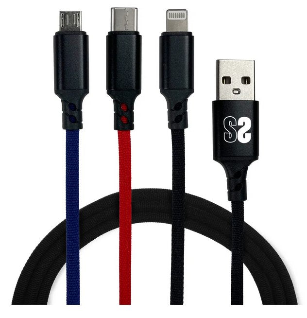 EAN 8436586740665 - SUBBLIM SUB-CAB-3IN101 cable USB USB 3.2 Gen 1 (3.1 Gen 1) 1 m USB A USB C/Micro-USB B/Lightning Negro, A imagen 1