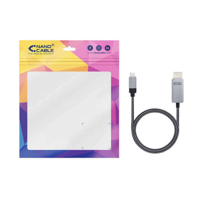EAN 8433281009899 - Nanocable 10.15.5102 adaptador de cable de vídeo 1,8 m USB Tipo C HDMI Aluminio, Negro imagen 6