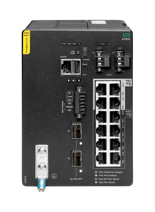 EAN 190017486871 - HPE Aruba Networking CX 4100i 12p 1GbE 8p Class4 PoE and 4p Class6 PoE 2p SFP+ DIN Mount Switch imagen 1
