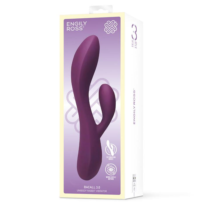 Bacall 2.0 Vibrador Silicona Liquida Inyectada Doble Motor Usb Púrpura