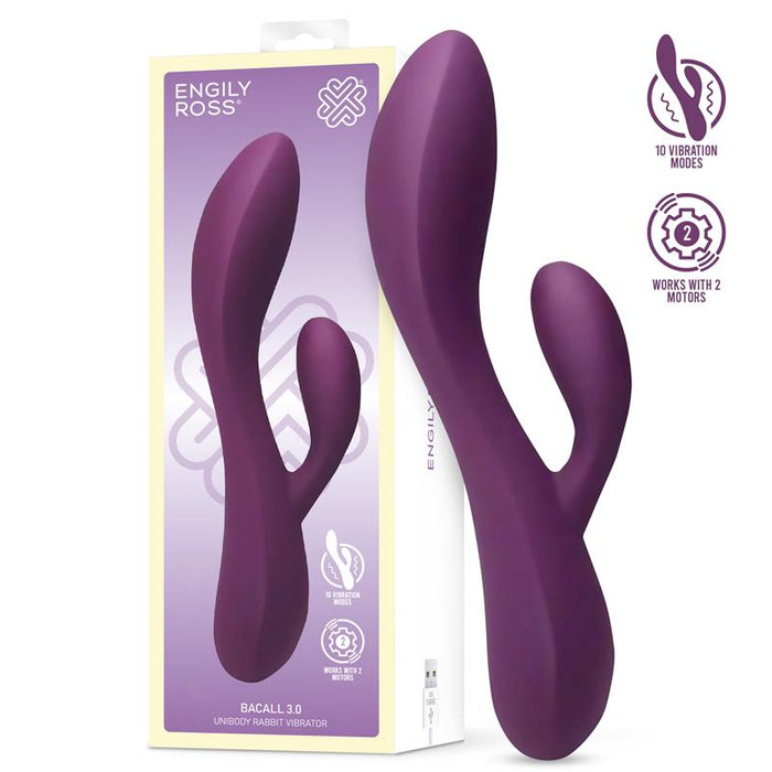 Bacall 2.0 Vibrador Silicona Liquida Inyectada Doble Motor Usb Púrpura