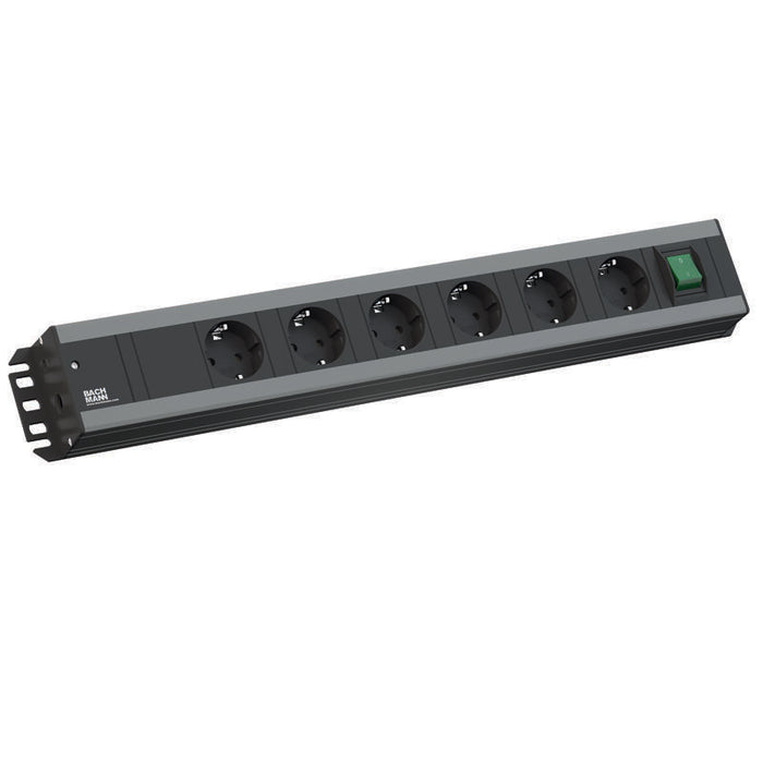 Bachmann Handwerkerleiste 6-Fach 90°, Negro 2,0m. Con Interruptor Rechts
