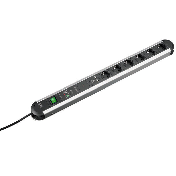 Bachmann Regleta Primo Alu, 6 Tomas, Negro 1,0m, Sin Interruptor