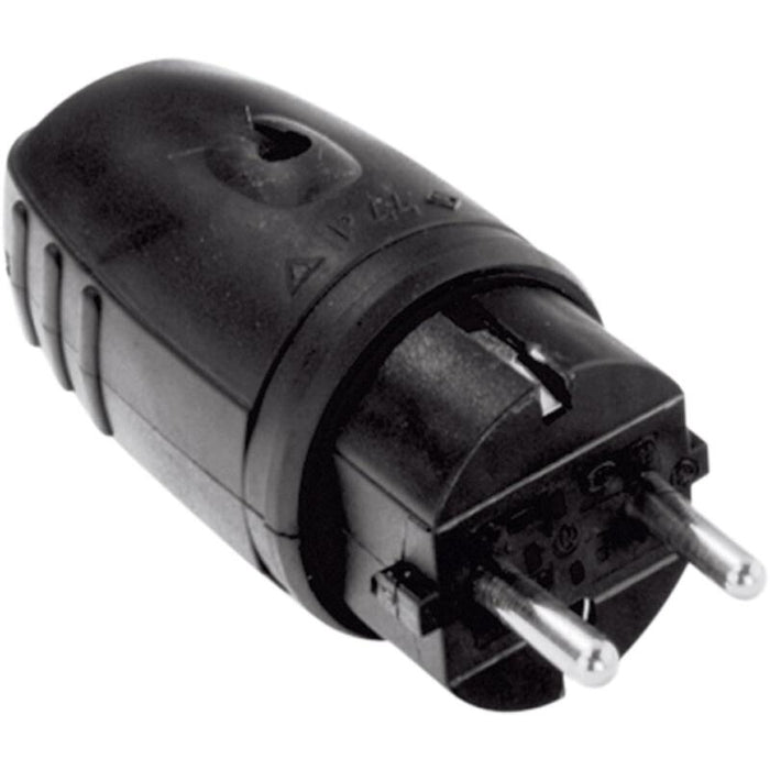 Bachmann Schutzkontaktgummistecker Negro Sin Protección Antidoblez Montable