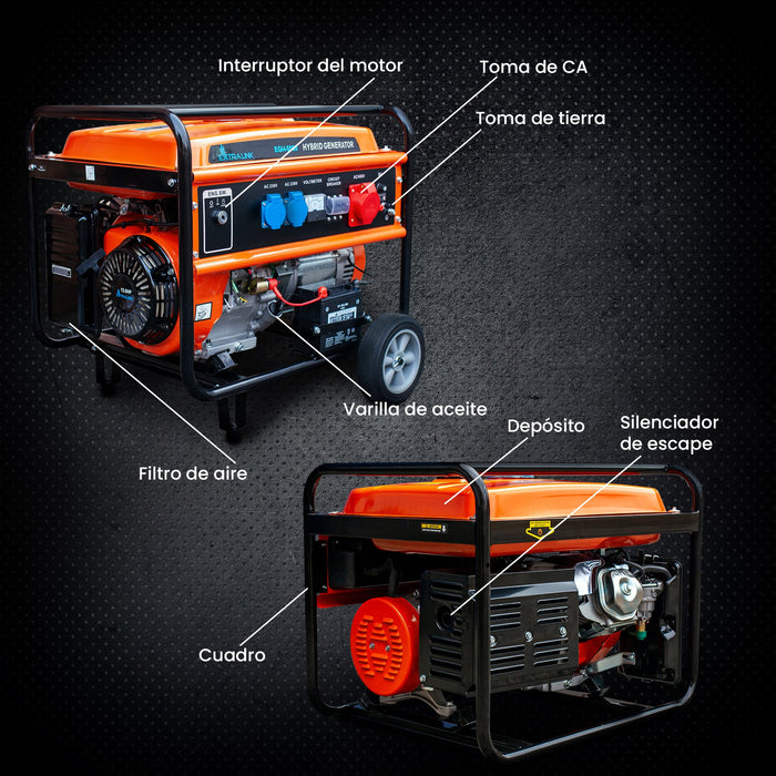 EAN 5905090330370 - Extralink EX.30370 motor-generador 5000 W 25 L Gas natural, Gas licuado del petróleo (LPG), Gasolina Negr imagen 22