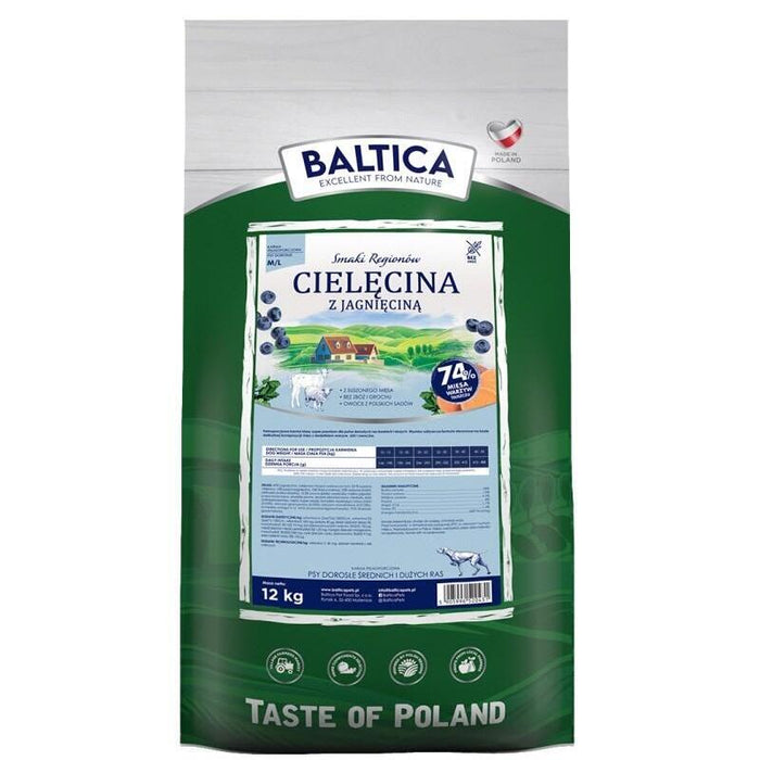 Baltica Región De Smaki Razas Medianas Y Grandes Ternera Con Cordero - Alimento Seco Para Perros - 12 Kg