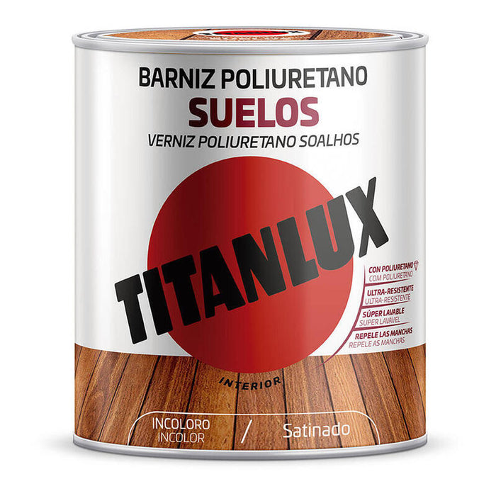 Barniz Poliuretano Suelos Satinado Incoloro 0,750l Titanlux M17100034