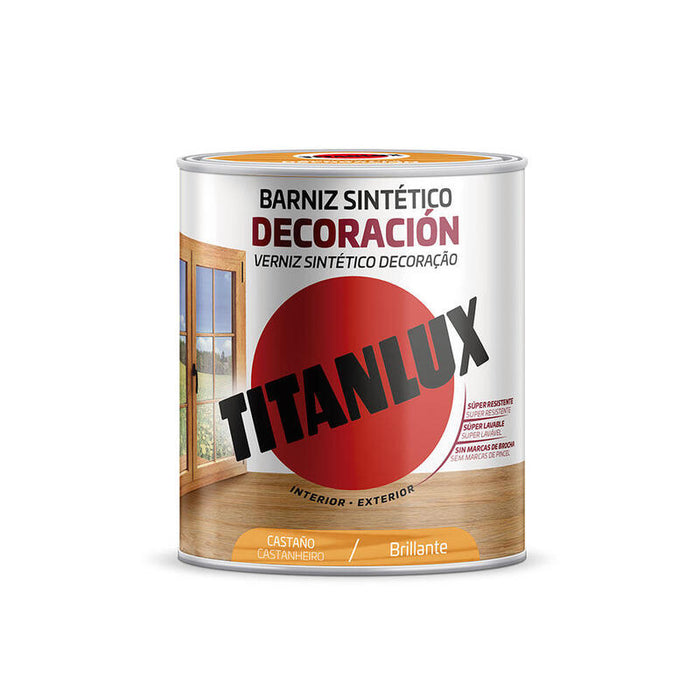 Barniz Sintético Decoración Brillante Castaño 750ml Titanlux M10100134