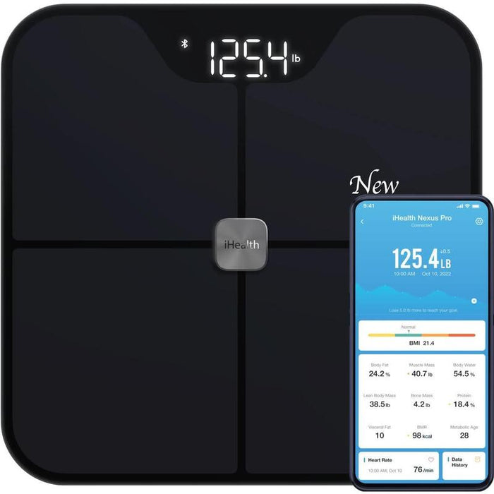 Báscula De Composición Corporal Inalámbrica Ihealth Hs2spro Nexus Pro, Negra
