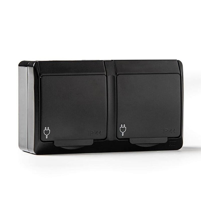 Base Doble T/Tl Estanca, Ip44 16 A 250 V, Negro, Blíster