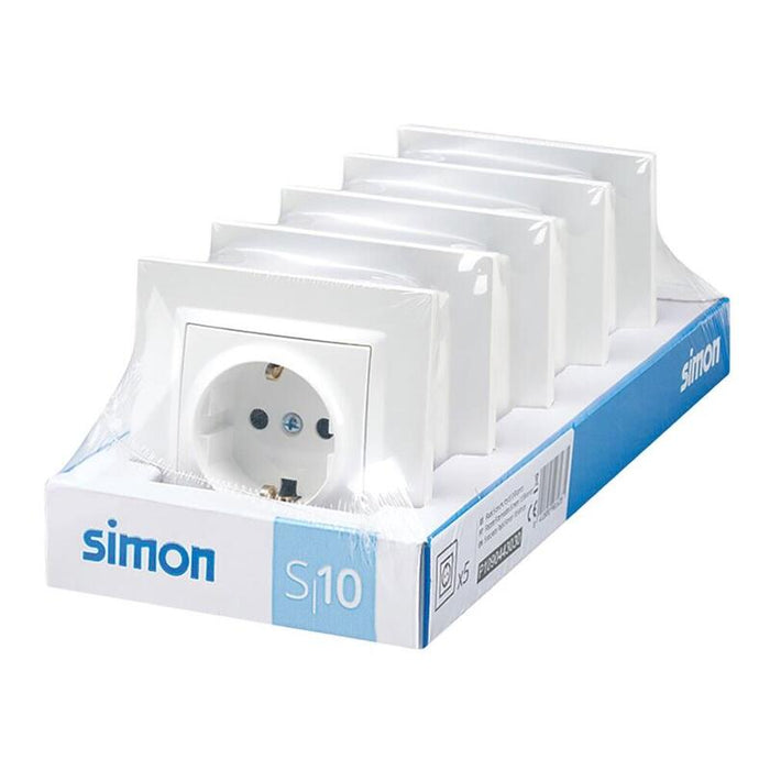 Base Empotrable Schuko 2p+T 16a 250v~, S10, Blanco, 5 Uds