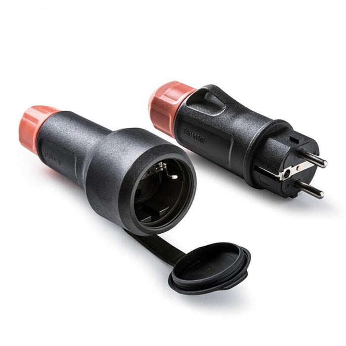 Base Móvil Con Tapa De Goma Y Clavija Schuko 2p+T 16a 250 V, Ip54, Negra, Máx. 1,5 X 2,5 Mm²