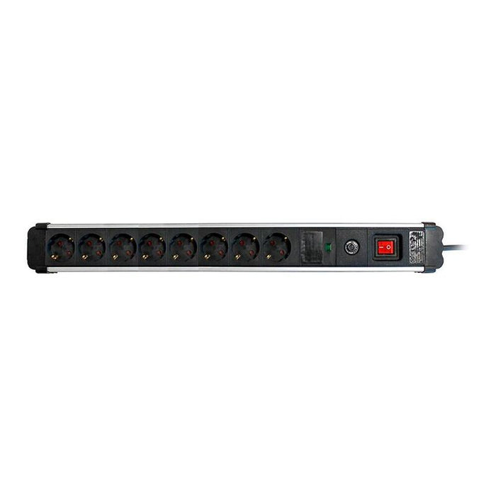 Base Múltiple, 8 Tomas, Schuko 2p+T, 16 A 250 V~, 1,5 M Cable, C/Interruptor Y Prot. Sobretensiones, Aluminio