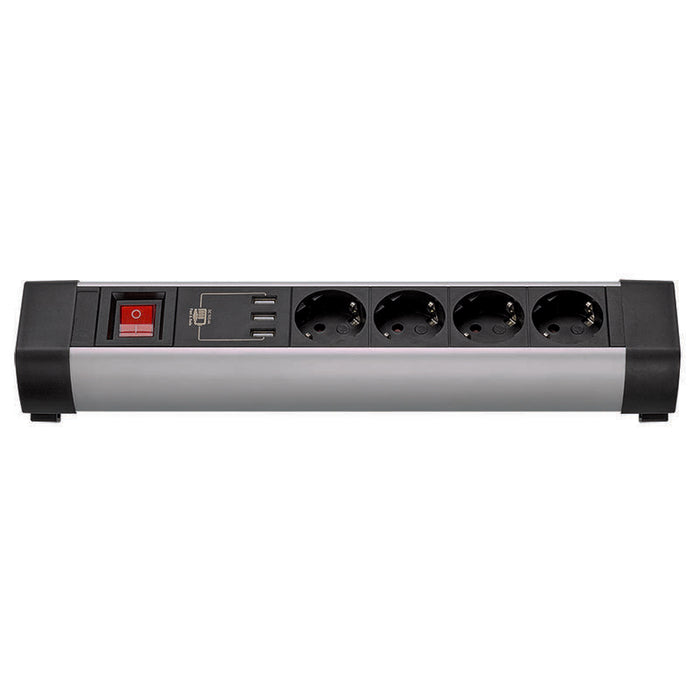 Base Múltiple Con Fijación 4 Tomas + 3 Usb