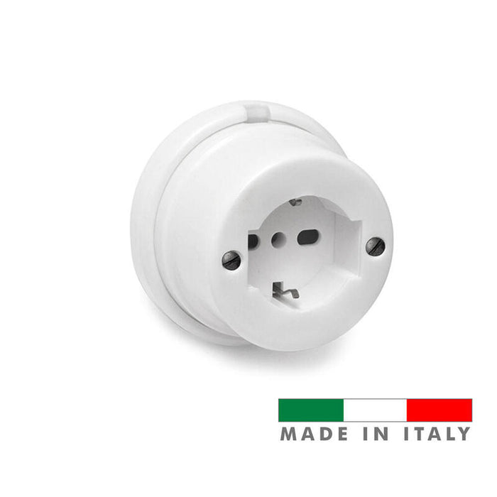 Base Schuko T/Tl Porcelana Serie Vintage 10a 250v