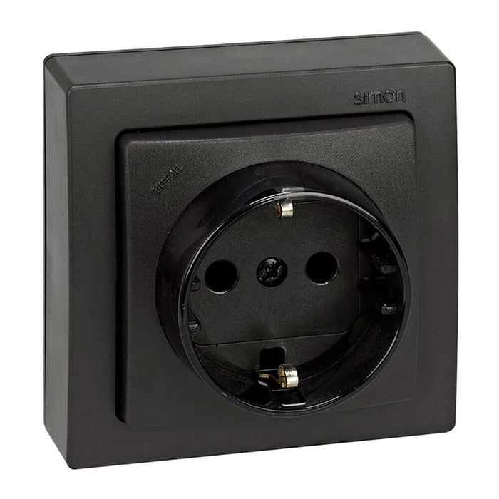 Base Superficie, Schuko 2p+T 16a 250v~, Ip20, Serie Simon73 Loft, Grafito, Retractilada