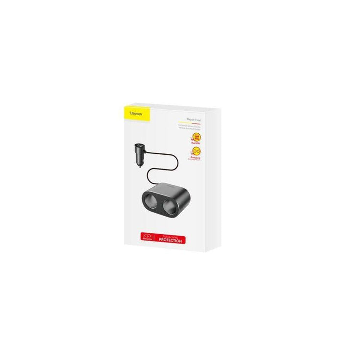 Baseus Car Charger One To Two Cigarette Lighter(Dual- Lighter 80w+Dual Usb 3.1a) Black (Crdyq-01)