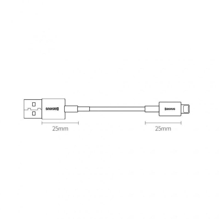 Baseus Lightning Superior Series Cable, Fast Charging, Data 2.4a, 0.25m White (Calys-02)