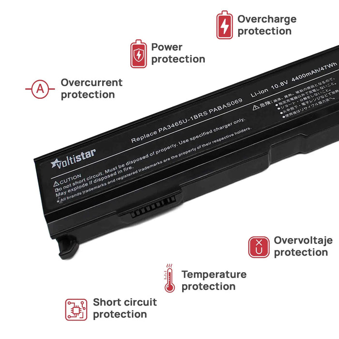 Batería Para Portátil Toshiba Satellite A100 Pa3451U-1Brs Pa3457U-1Brs Pa3465U-1Brs Pabas067 Pabas069