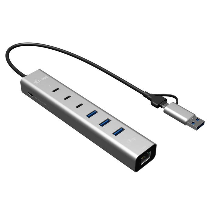EAN 8595611707988 - i-tec CAHUBMETAL6LANPD hub de interfaz USB 3.2 Gen 1 (3.1 Gen 1) Type-A + Type-C 5000 Mbit/s Plata imagen 1