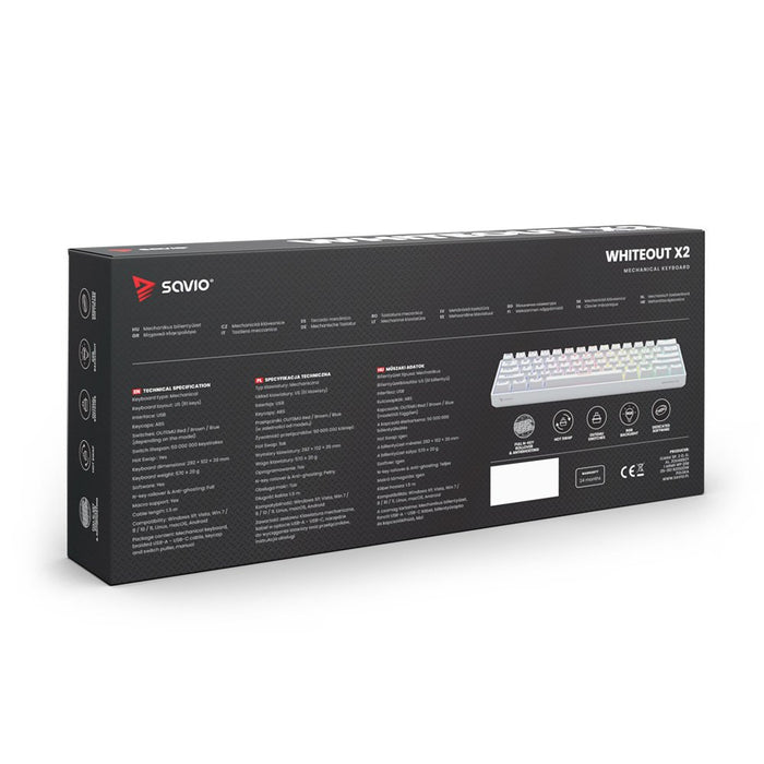 EAN 5901986048732 - Savio WHITEOUT X2 BROWN teclado Universal USB QWERTY Internacional de EE.UU. Blanco imagen 8