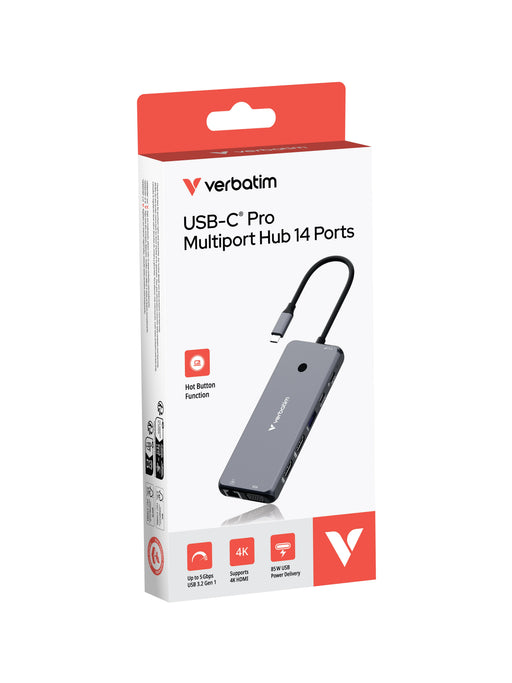 EAN 0023942321545 - Verbatim CMH-14 USB Tipo C 5000 Mbit/s Plata imagen 2