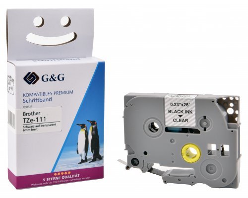 EAN 6942383160466 - G&G 17083 cinta para impresora de etiquetas Negro sobre transparente TZ/TZe imagen 1