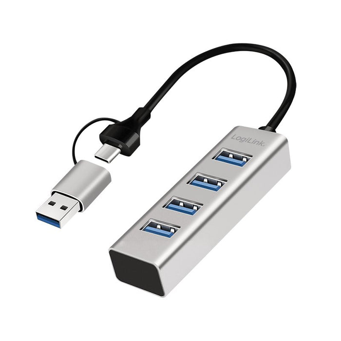 EAN 4052792077100 - LogiLink UA0455 hub de interfaz USB 3.2 Gen 1 (3.1 Gen 1) Type-A + Type-C 5000 Mbit/s Aluminio imagen 1