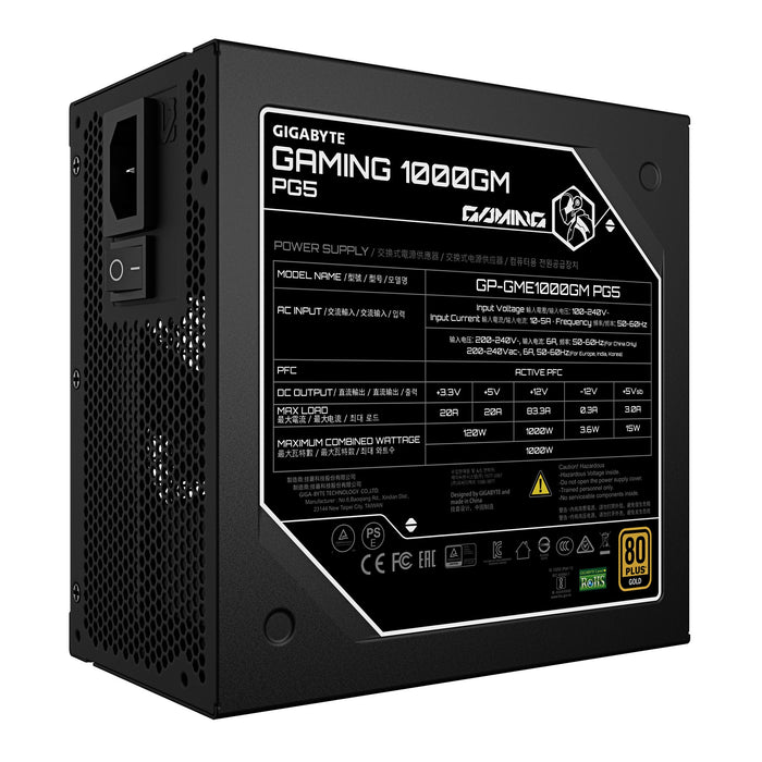 EAN 4719331557409 - GIGABYTE GAMING 1000GM PG5 unidad de fuente de alimentación 1000 W 20+4 pin ATX Negro imagen 2