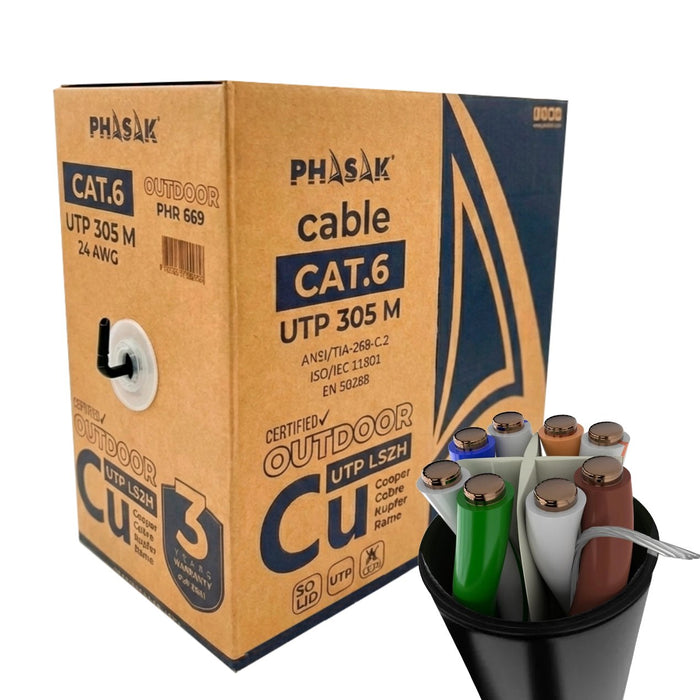 EAN 5605922001279 - Phasak BOBINA DE CABLE RJ45 UTP PHR 669 CAT.6/ 305M/ GRIS imagen 4