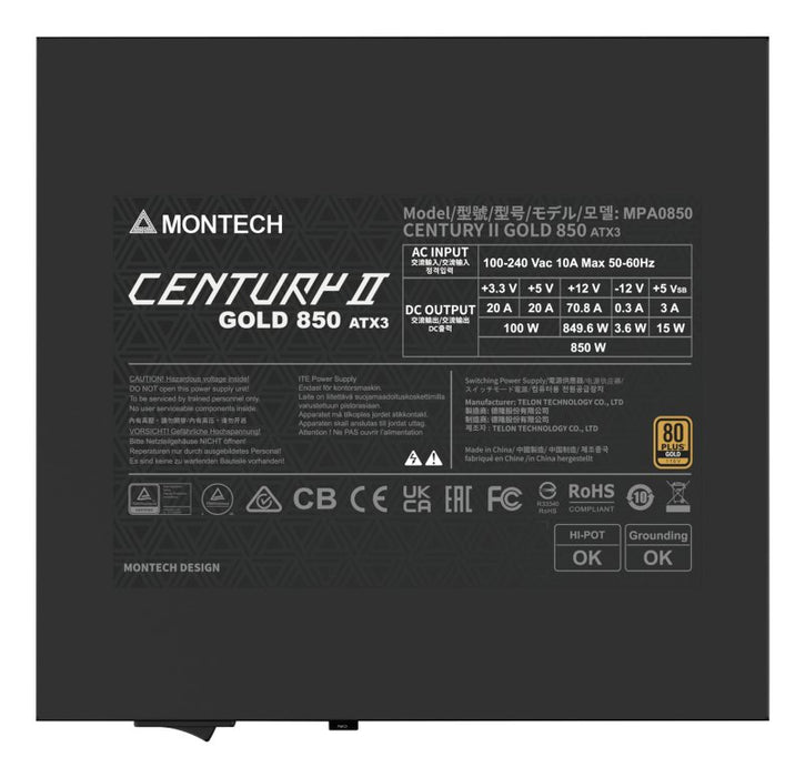 EAN 4710562747263 - Montech CENTURY II unidad de fuente de alimentación 850 W 20+4 pin ATX ATX Plata, Negro imagen 5