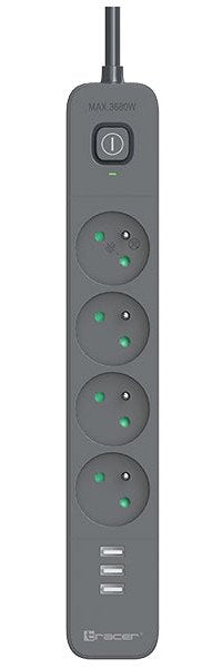 EAN 5907512868966 - Tracer TRALIS47027 base múltiple 1,5 m 4 salidas AC Interior Gris imagen 1