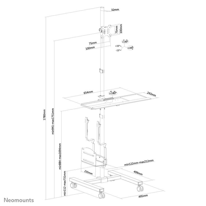 EAN 8717371447038 - Neomounts FPMA-MOBILE1700 mueble y soporte para dispositivo multimedia Negro imagen 20
