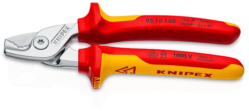 EAN 4003773085966 - Knipex 95 16 160 herramienta de engaste y corte para cable de alimentación Rojo, Acero inoxidable, Amaril imagen 1
