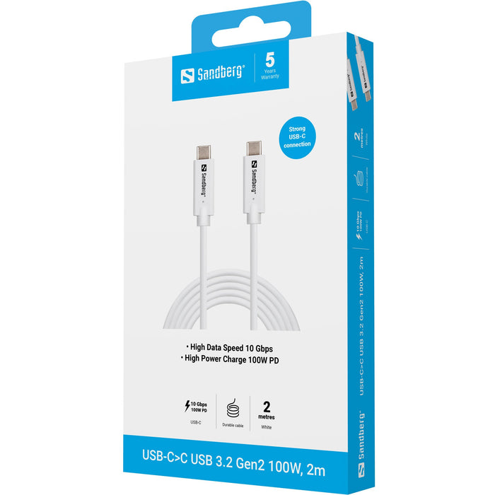 EAN 5705730136542 - Sandberg 136-54 cable USB USB 3.2 Gen 2 (3.1 Gen 2) 2 m USB C Blanco imagen 3