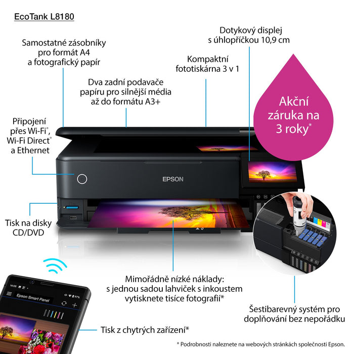 EAN 8715946676388 - Epson EcoTank L8180 Inyección de tinta A3+ 5760 x 1440 DPI 32 ppm Wifi imagen 15