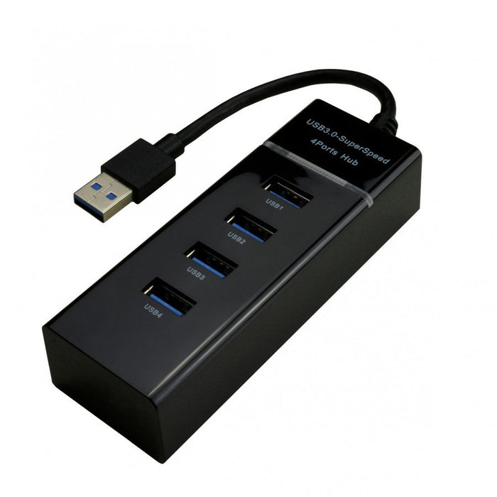 EAN 3700224767198 - MCL 4 ports USB 3.0 hub - Black USB 3.2 Gen 1 (3.1 Gen 1) Type-A 5000 Mbit/s Negro imagen 1