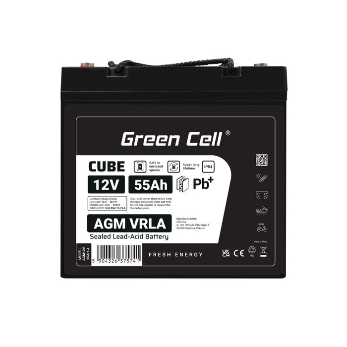 EAN 5904326375741 - Green Cell AGM12V55AH-J batería para sistema ups Sealed Lead Acid (VRLA) 12 V 55 Ah imagen 4