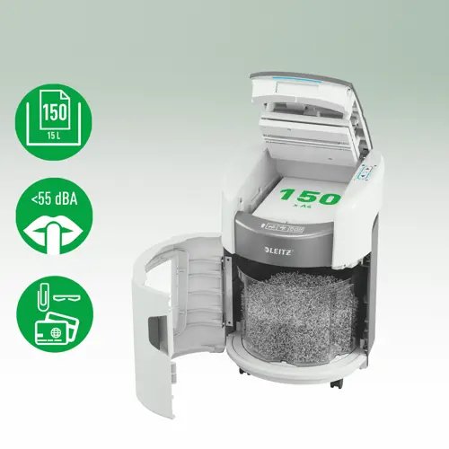 EAN 4002432143153 - Leitz IQ OptiMax Autofeed Home Office 150 P4 triturador de papel Corte cruzado 55 dB 22,5 cm Blanco imagen 4