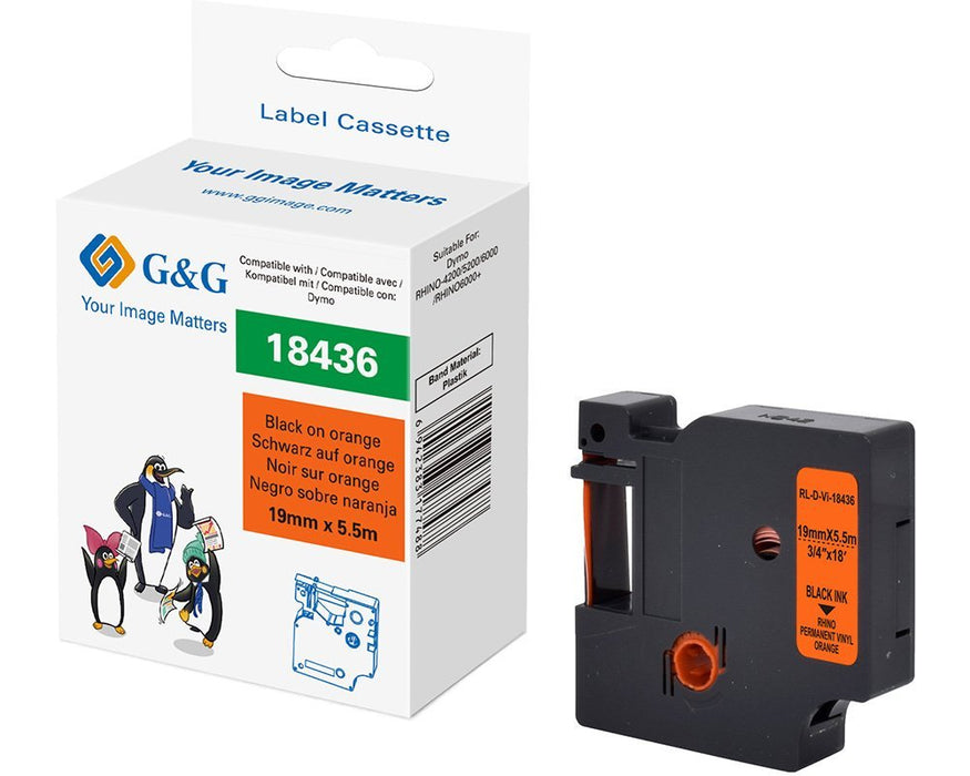 EAN 6942383177488 - G&G 21695 cinta para impresora de etiquetas Negro sobre naranja imagen 1