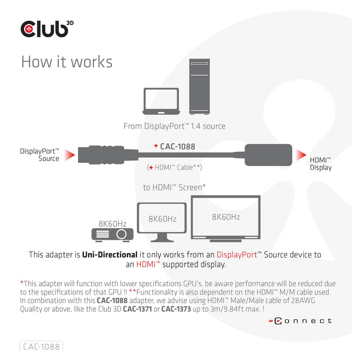 EAN 8719214472740 - CLUB3D CAC-1088 adaptador de cable de vídeo 0,21 m Negro imagen 4