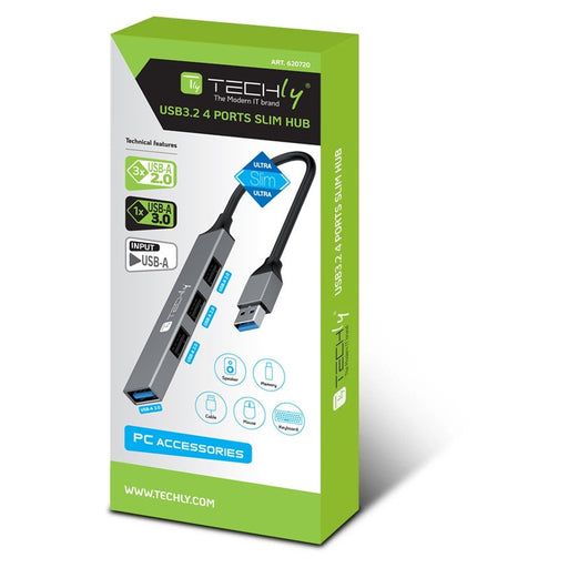 EAN 8058956620720 - Techly IUSB32-HUB4A-3U2SLS base para portátil y replicador de puertos Alámbrico USB 3.2 Gen 1 (3.1 Gen 1) imagen 2