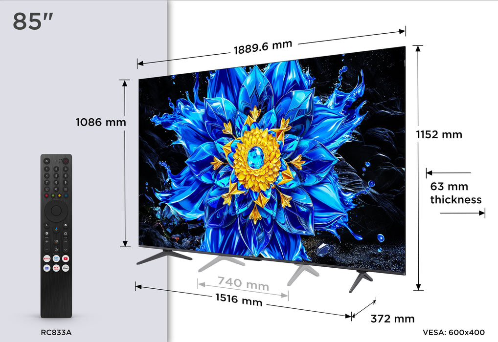 EAN 5901292531287 - TCL QLED810L 85QLED810L Televisor 2,16 m (85") 4K Ultra HD Smart TV Wifi Negro 450 cd / m² imagen 4