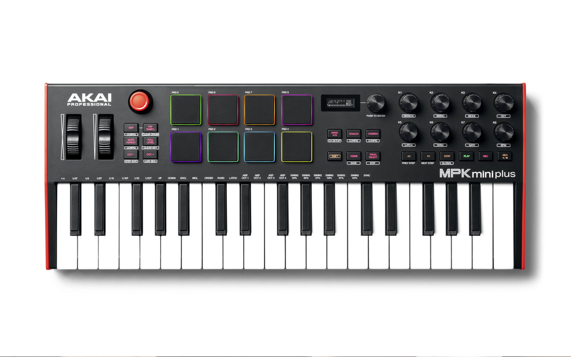 EAN 694318025802 - Akai MPK Mini Plus teclado MIDI 37 llaves USB Negro, Rojo, Blanco imagen 1