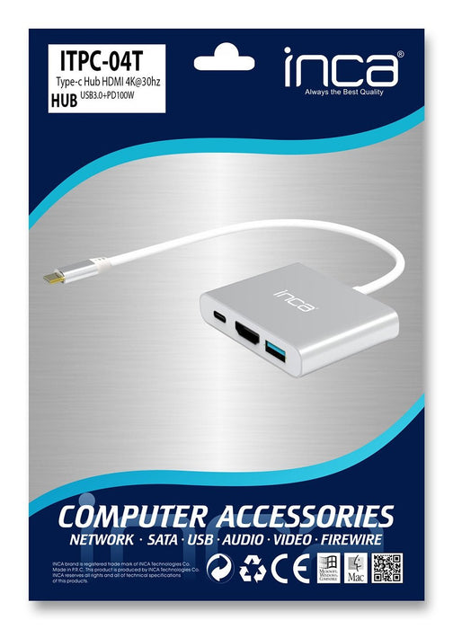 EAN 8681949014925 - Inca ITPC-04T hub de interfaz USB Tipo C 5000 Mbit/s Plata, Blanco imagen 3