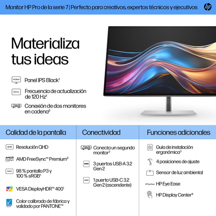 EAN 5715063476383 - HP Series 7 Pro 27 inch QHD Monitor - 727pq pantalla para PC 68,6 cm (27") 2560 x 1440 Pixeles Quad HD LC imagen 10