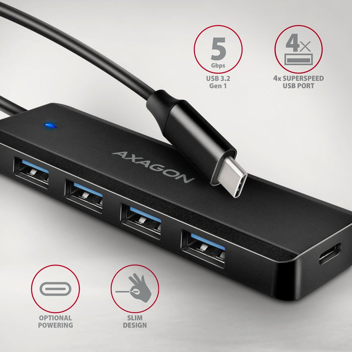 EAN 8595247907684 - Axagon HUE-C1C hub de interfaz USB 3.2 Gen 1 (3.1 Gen 1) Type-C 5000 Mbit/s Negro imagen 2